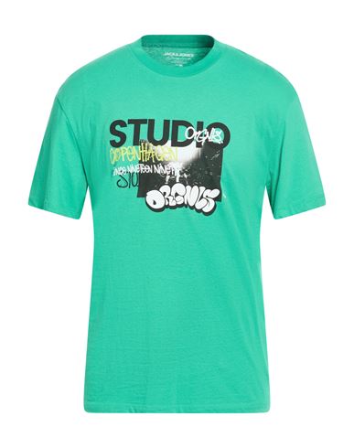 Jack & Jones Man T-shirt Green Size S Cotton