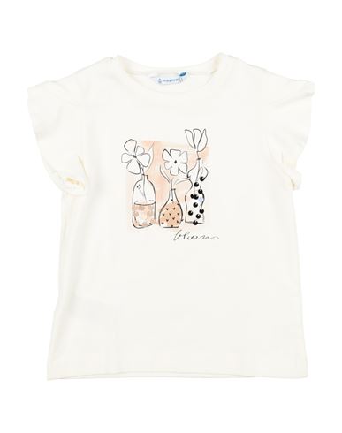 Mayoral Babies'  Toddler Girl T-shirt Off White Size 4 Cotton, Elastane