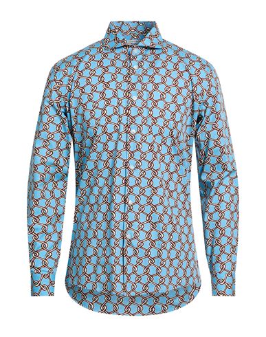 Grey Daniele Alessandrini Man Shirt Azure Size 16 ½ Cotton In Blue