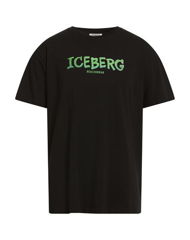 Iceberg Beachwear Man T-shirt Black Size Xl Cotton, Elastane