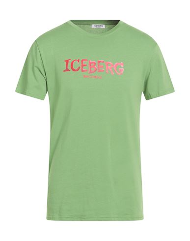 Iceberg Beachwear Man T-shirt Green Size Xl Cotton, Elastane