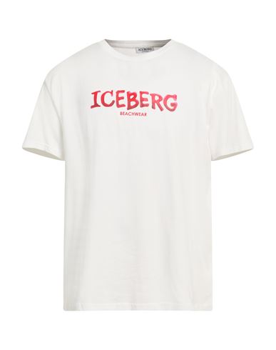 Iceberg Beachwear Man T-shirt White Size Xl Cotton, Elastane
