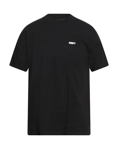 Obey Man T-shirt Black Size Xl Cotton In Black