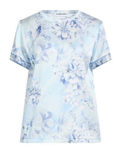 Leonard Paris Woman Top Sky Blue Size 8 Silk, Elastane