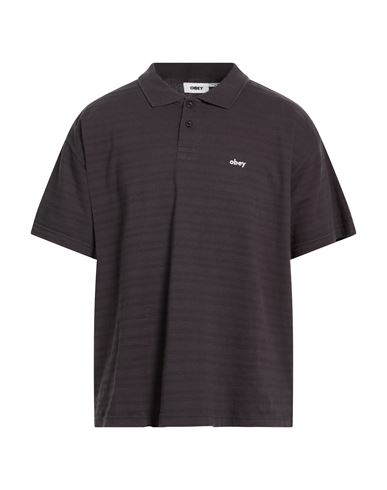 Obey Man Polo Shirt Charcoal Size Xl Cotton In Gray
