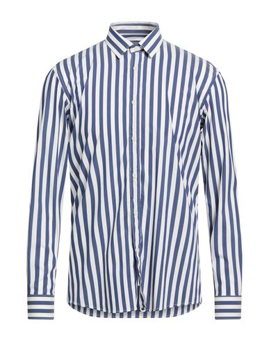 Daniele Alessandrini Homme Man Shirt Navy Size 16 Cotton, Elastane In Blue