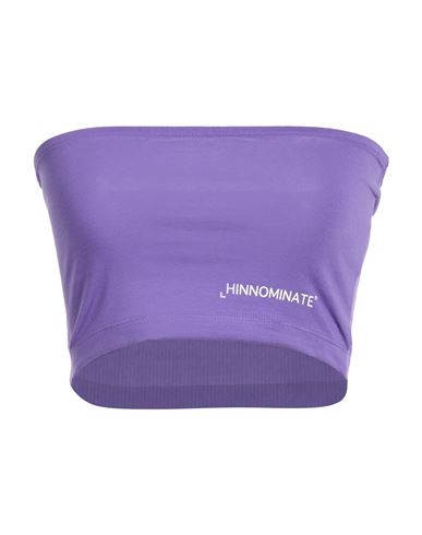 Hinnominate Woman Top Purple Size M Cotton, Elastane In Animal Print