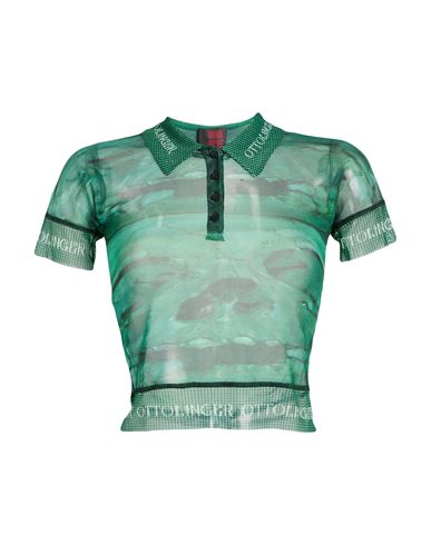 Ottolinger Woman Polo Shirt Green Size L Recycled Polyester, Elastane