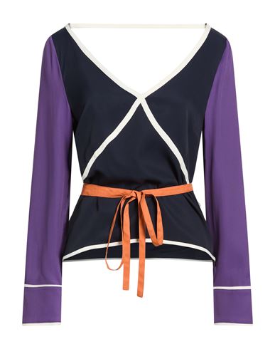 Saks Potts Woman Top Navy Size L Acetate, Silk In Blue