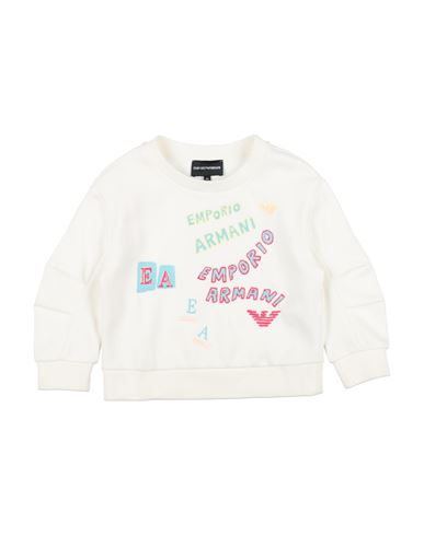 Emporio Armani Babies'  Toddler Girl Sweatshirt White Size 7 Cotton, Polyester, Elastane