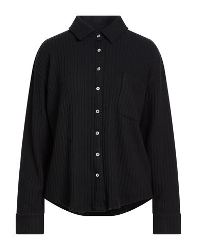 Donni . Woman Shirt Black Size M Tencel, Organic Cotton, Elastane