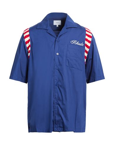 Rhude Man Shirt Navy Size Xl Cotton In Blue