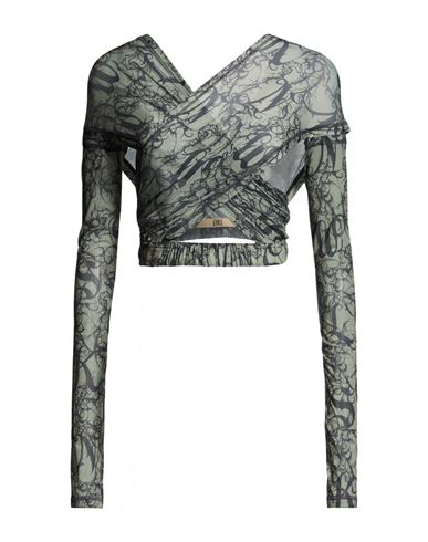 Knwls Woman Top Military Green Size L Polyester, Elastane