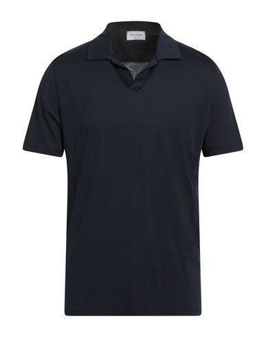 Heritage Man Polo Shirt Midnight Blue Size 44 Cotton In Black