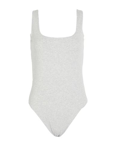 Good American Woman Bodysuit Light Grey Size L Cotton, Elastane In Gray