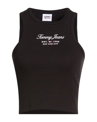 Tommy Jeans Woman Tank Top Black Size M Cotton, Elastane