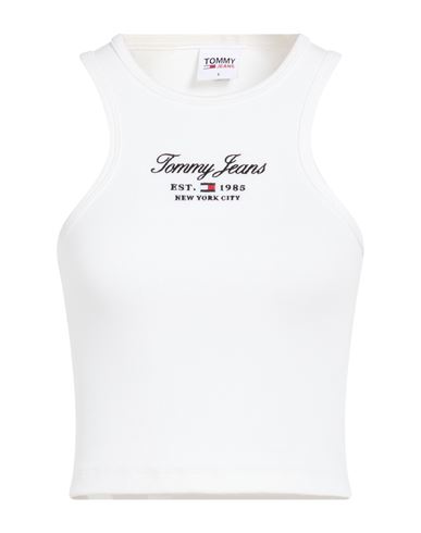 Tommy Jeans Woman Tank Top White Size S Cotton, Elastane