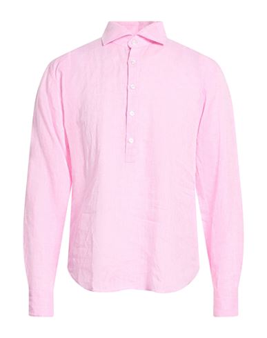 Giannetto Portofino Man Shirt Pink Size 17 Linen