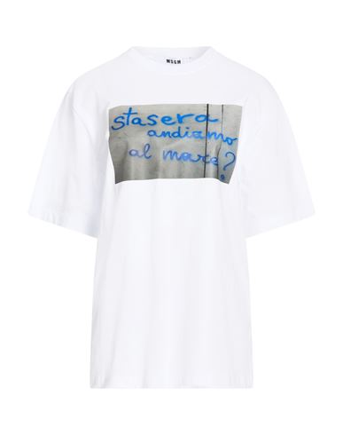 Msgm Woman T-shirt White Size Xl Cotton