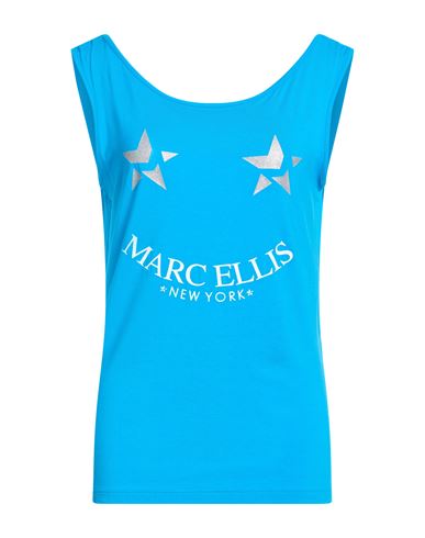 Marc Ellis Woman Tank Top Azure Size L Cotton, Elastane In Blue