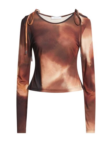 Saks Potts Woman Top Brown Size M Polyester, Elastane