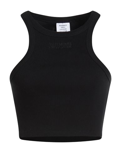 Vetements Woman Tank Top Black Size L Cotton, Elastane