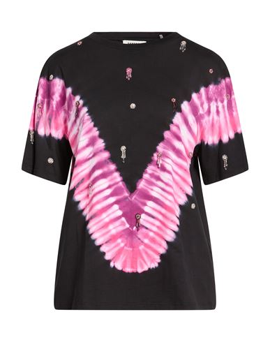 Sandro Woman T-shirt Black Size 2 Cotton, Brass, Glass