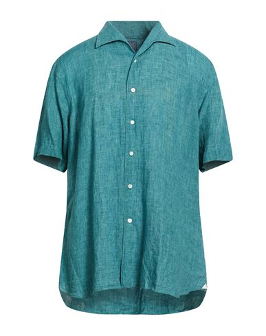 Dandylife By Barba Napoli Man Shirt Emerald Green Size 18 ½ Linen