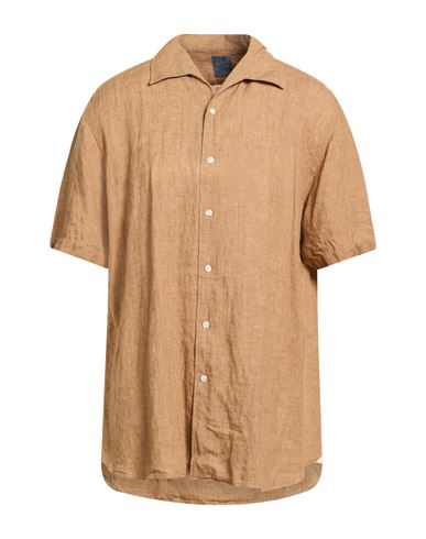 Dandylife By Barba Napoli Man Shirt Camel Size 18 ½ Linen In Sand