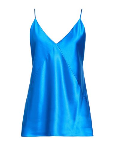 Max Mara Woman Top Blue Size 10 Acetate, Silk, Polyamide