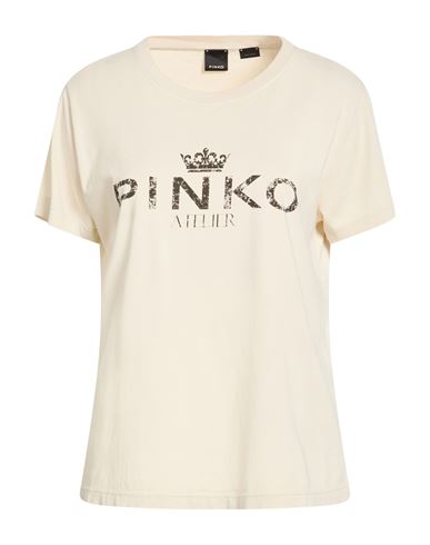 Pinko Woman T-shirt Beige Size L Cotton In Neutral