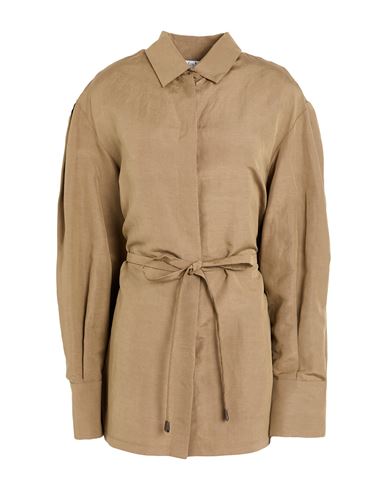 Max Mara Woman Shirt Khaki Size 6 Linen, Silk In Sand