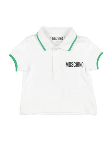 Moschino Baby Newborn Boy Polo Shirt White Size 3 Cotton, Elastane In White