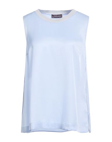 Lorena Antoniazzi Woman Top Sky Blue Size 10 Acetate, Silk, Cotton, Viscose, Polyester