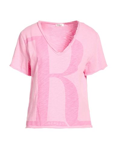 Replay Woman T-shirt Pink Size M Cotton