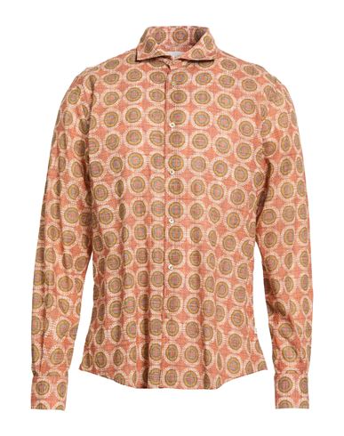 Portofiori Man Shirt Rust Size 17 Cotton In Orange