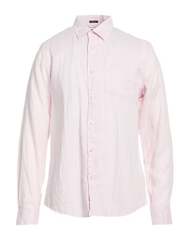 Guess Man Shirt Light Pink Size M Linen In Neutral