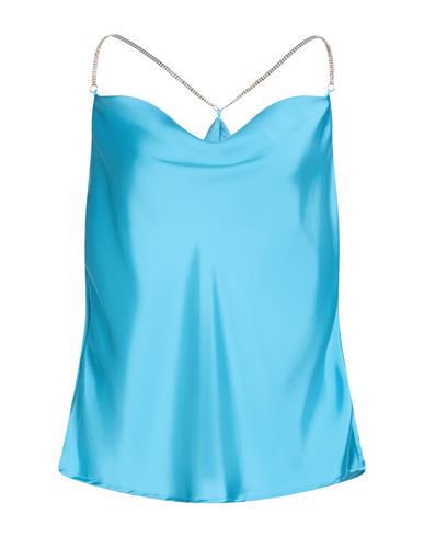 Mdm Mademoiselle Du Monde Woman Top Turquoise Size 6 Polyester In Blue