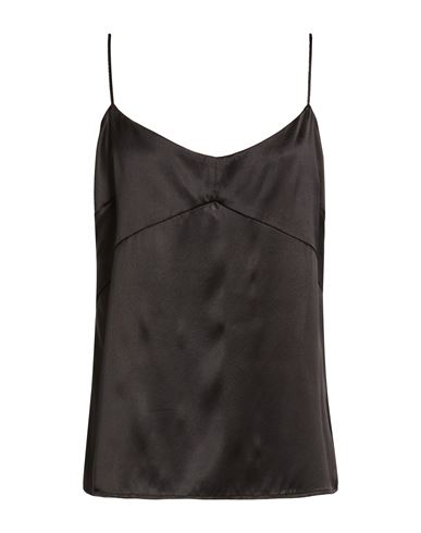 Solotre Woman Top Black Size 8 Silk, Elastane