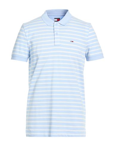 Tommy Jeans Man Polo Shirt Sky Blue Size L Cotton