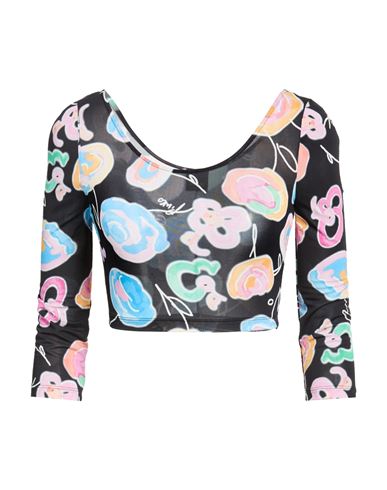 Pinko Woman Top Black Size S Viscose, Elastane In Animal Print