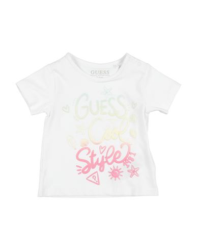 Guess Babies'  Newborn Girl T-shirt White Size 3 Cotton, Elastane
