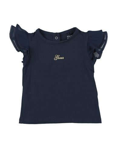 Guess Babies'  Newborn Girl T-shirt Navy Size 3 Cotton, Elastane, Polyester In Blue