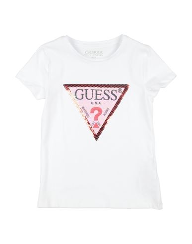 Guess Babies'  Toddler Girl T-shirt White Size 5 Cotton, Elastane