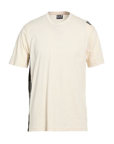 Ea7 Man T-shirt Cream Size Xxl Cotton In Multi