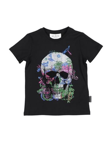 Philipp Plein Babies'  Toddler Boy T-shirt Black Size 6 Cotton, Glass