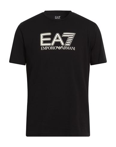 Ea7 Man T-shirt Black Size L Cotton, Elastane