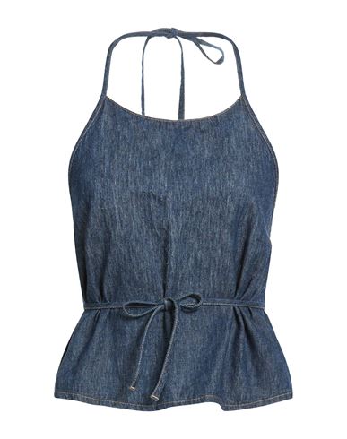 Vicolo Woman Top Blue Size M Cotton, Linen