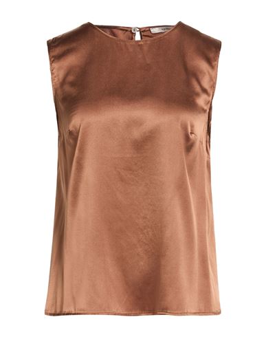 Maliparmi Malìparmi Woman Top Brown Size 10 Silk, Elastane