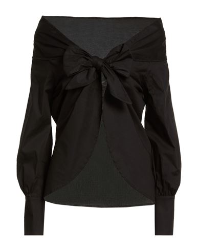 Kontatto Woman Shirt Black Size 8 Cotton, Elastane